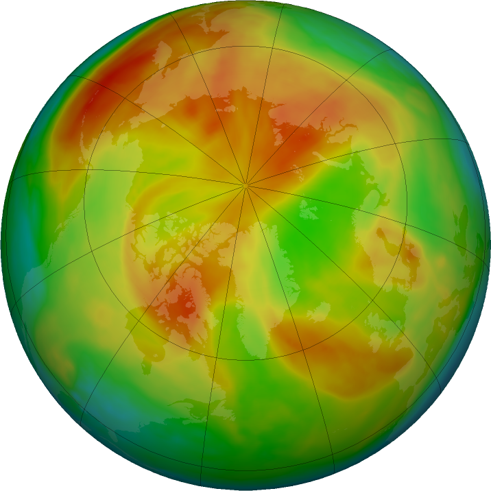Arctic ozone map for April 2017